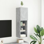 vidaXL Comodă TV cu lumini LED, gri beton, 30,5x30x102 cm vidaXL Comodă TV cu lumini LED, gri beton, 30,5x30x102 cm