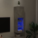 vidaXL Comodă TV cu lumini LED, gri beton, 30,5x30x102 cm vidaXL Comodă TV cu lumini LED, gri beton, 30,5x30x102 cm