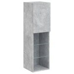 vidaXL Comodă TV cu lumini LED, gri beton, 30,5x30x102 cm vidaXL Comodă TV cu lumini LED, gri beton, 30,5x30x102 cm