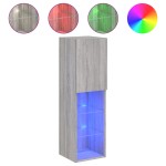 vidaXL Comodă TV cu lumini LED, gri sonoma, 30,5x30x102 cm vidaXL Comodă TV cu lumini LED, gri sonoma, 30,5x30x102 cm