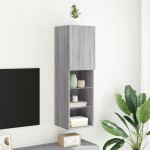 vidaXL Comodă TV cu lumini LED, gri sonoma, 30,5x30x102 cm vidaXL Comodă TV cu lumini LED, gri sonoma, 30,5x30x102 cm