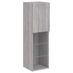 vidaXL Comodă TV cu lumini LED, gri sonoma, 30,5x30x102 cm vidaXL Comodă TV cu lumini LED, gri sonoma, 30,5x30x102 cm