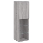 vidaXL Comode TV cu lumini LED, 2 buc., gri sonoma, 30,5x30x102 cm