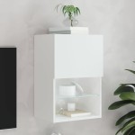 vidaXL Comodă TV cu lumini LED, alb, 40,5x30x60 cm vidaXL Comodă TV cu lumini LED, alb, 40,5x30x60 cm