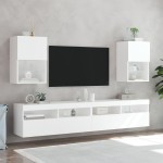 vidaXL Comodă TV cu lumini LED, alb, 40,5x30x60 cm vidaXL Comodă TV cu lumini LED, alb, 40,5x30x60 cm