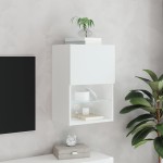 vidaXL Comodă TV cu lumini LED, alb, 40,5x30x60 cm vidaXL Comodă TV cu lumini LED, alb, 40,5x30x60 cm