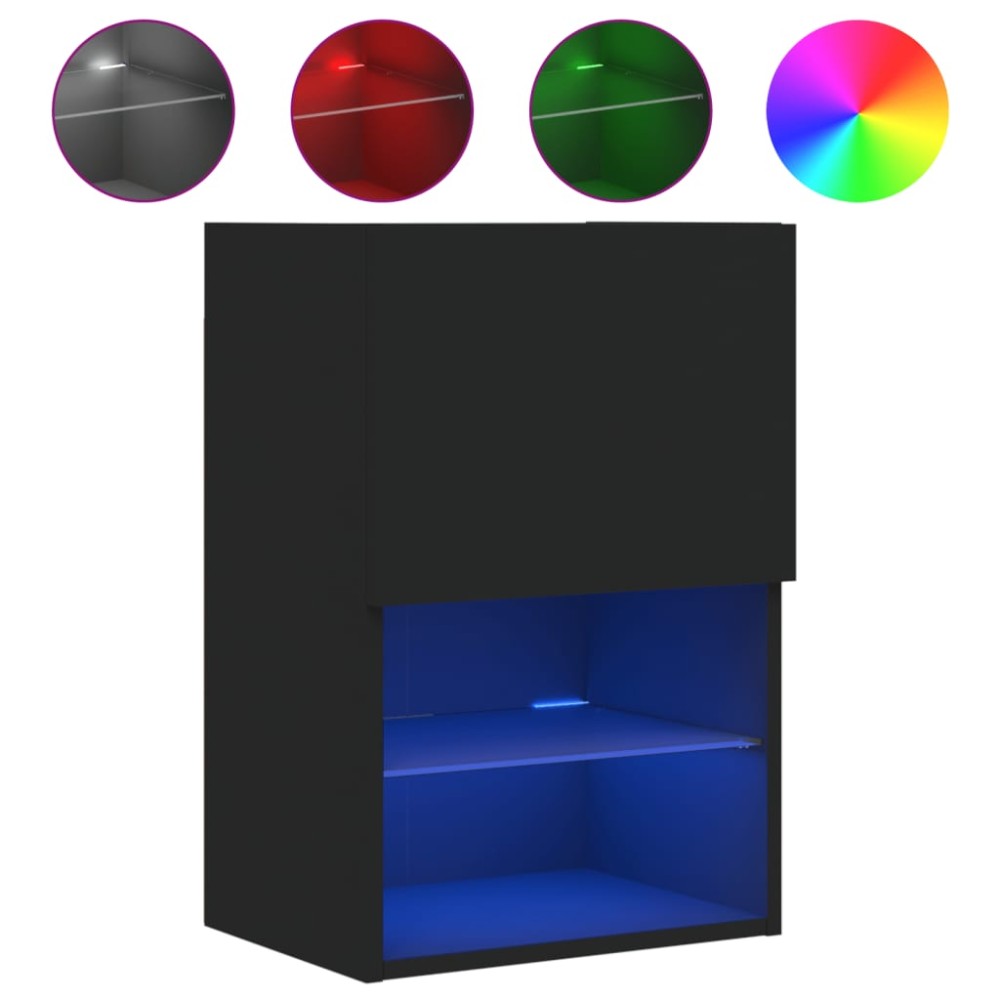 vidaXL Comodă TV cu lumini LED, negru, 40,5x30x60 cm