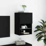 vidaXL Comodă TV cu lumini LED, negru, 40,5x30x60 cm