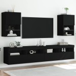 vidaXL Comode TV cu lumini LED, 2 buc., negru, 40,5x30x60 cm
