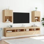 vidaXL Comodă TV cu lumini LED, stejar sonoma, 40,5x30x60 cm