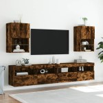 vidaXL Comodă TV cu lumini LED, stejar fumuriu, 40,5x30x60 cm