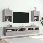 vidaXL Comodă TV cu lumini LED, gri sonoma, 40,5x30x60 cm vidaXL Comodă TV cu lumini LED, gri sonoma, 40,5x30x60 cm