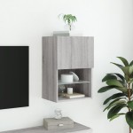 vidaXL Comodă TV cu lumini LED, gri sonoma, 40,5x30x60 cm vidaXL Comodă TV cu lumini LED, gri sonoma, 40,5x30x60 cm