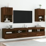 vidaXL Comode TV cu lumini LED, 2 buc., stejar maro, 40,5x30x60 cm