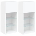 vidaXL Comode TV cu lumini LED, 2 buc., alb, 40,5x30x90 cm
