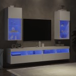 vidaXL Comode TV cu lumini LED, 2 buc., alb, 40,5x30x90 cm