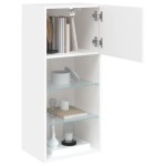 vidaXL Comode TV cu lumini LED, 2 buc., alb, 40,5x30x90 cm