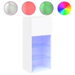 vidaXL Comode TV cu lumini LED, 2 buc., alb, 40,5x30x90 cm