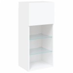 vidaXL Comode TV cu lumini LED, 2 buc., alb, 40,5x30x90 cm