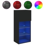 vidaXL Comodă TV cu lumini LED, negru, 40,5x30x90 cm