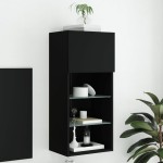 vidaXL Comodă TV cu lumini LED, negru, 40,5x30x90 cm