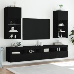 vidaXL Comodă TV cu lumini LED, negru, 40,5x30x90 cm