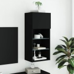 vidaXL Comodă TV cu lumini LED, negru, 40,5x30x90 cm