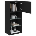 vidaXL Comodă TV cu lumini LED, negru, 40,5x30x90 cm