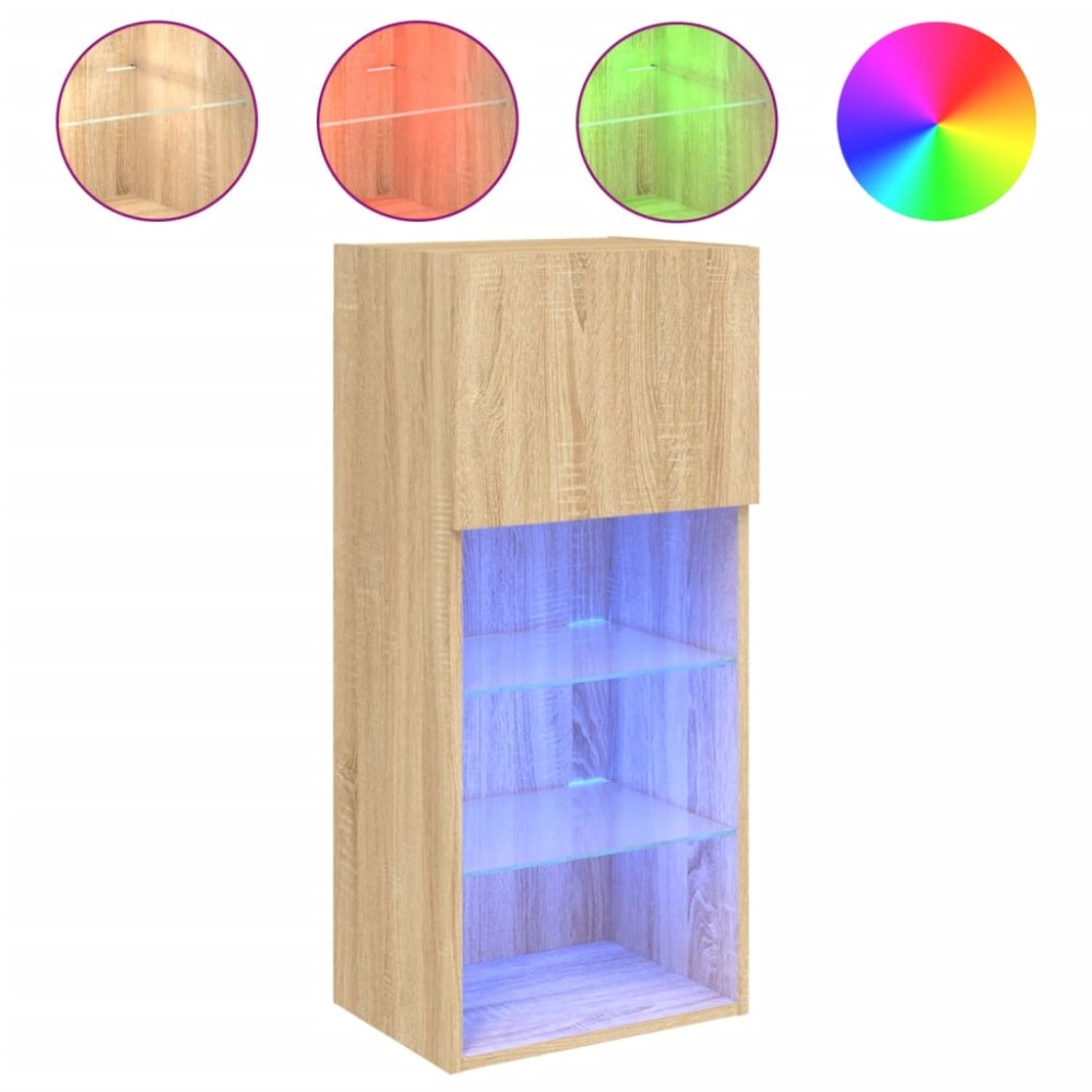 vidaXL Comodă TV cu lumini LED, stejar sonoma, 40,5x30x90 cm