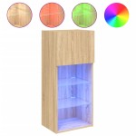vidaXL Comodă TV cu lumini LED, stejar sonoma, 40,5x30x90 cm