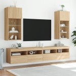 vidaXL Comodă TV cu lumini LED, stejar sonoma, 40,5x30x90 cm