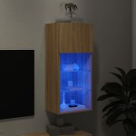 vidaXL Comodă TV cu lumini LED, stejar sonoma, 40,5x30x90 cm
