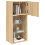 vidaXL Comodă TV cu lumini LED, stejar sonoma, 40,5x30x90 cm