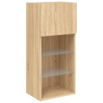 vidaXL Comodă TV cu lumini LED, stejar sonoma, 40,5x30x90 cm