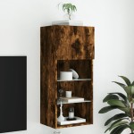 vidaXL Comodă TV cu lumini LED, stejar fumuriu, 40,5x30x90 cm