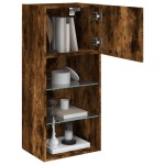 vidaXL Comode TV cu lumini LED, stejar fumuriu, 40,5x30x90 cm