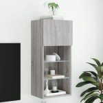 vidaXL Comodă TV cu lumini LED, gri sonoma, 40,5x30x90 cm vidaXL Comodă TV cu lumini LED, gri sonoma, 40,5x30x90 cm