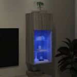 vidaXL Comodă TV cu lumini LED, gri sonoma, 40,5x30x90 cm vidaXL Comodă TV cu lumini LED, gri sonoma, 40,5x30x90 cm