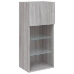 vidaXL Comodă TV cu lumini LED, gri sonoma, 40,5x30x90 cm vidaXL Comodă TV cu lumini LED, gri sonoma, 40,5x30x90 cm