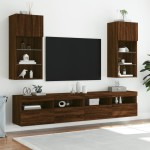 vidaXL Comodă TV cu lumini LED, stejar maro, 40,5x30x90 cm