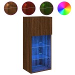 vidaXL Comode TV cu lumini LED, 2 buc. stejar maro, 40,5x30x90 cm