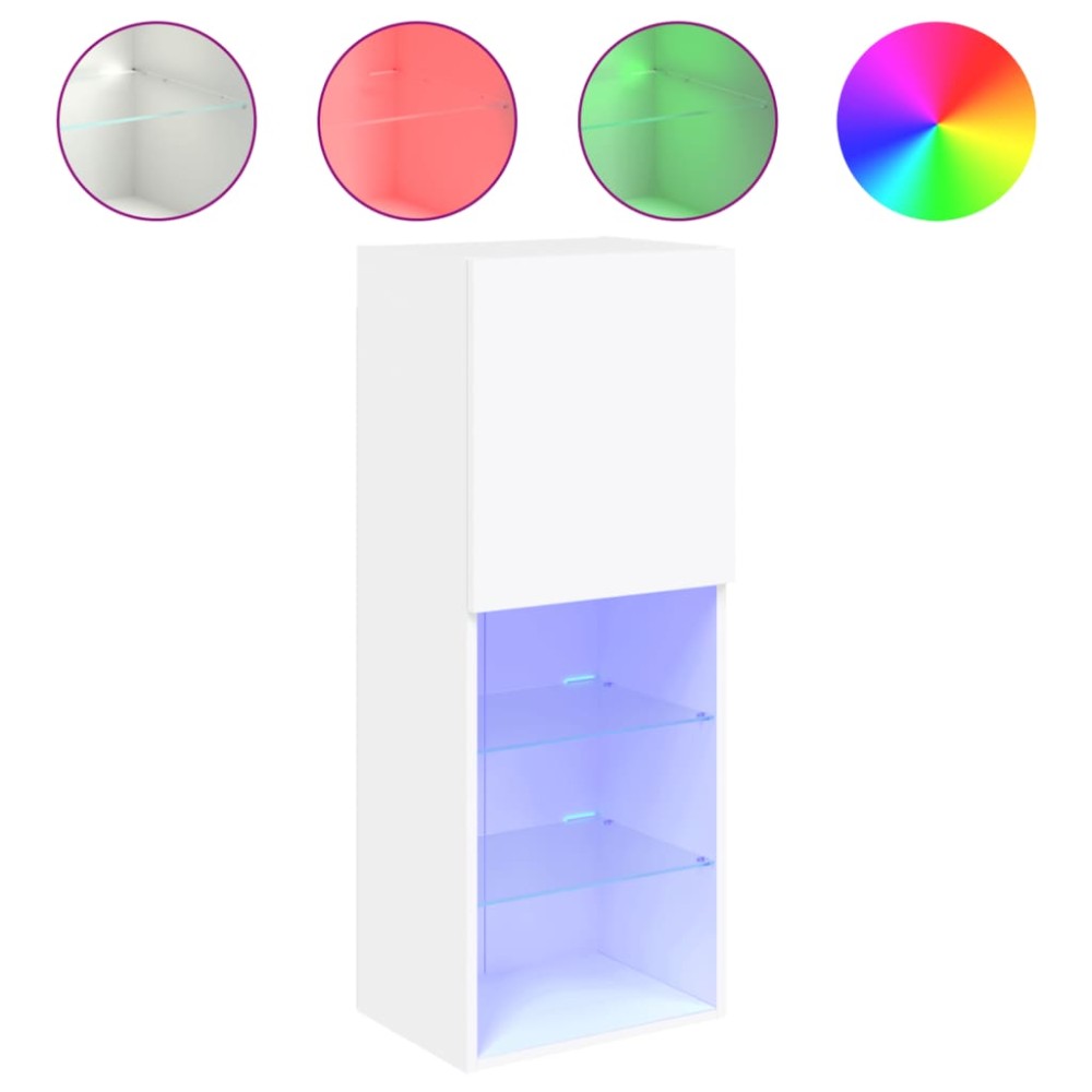 vidaXL Comodă TV cu lumini LED, alb, 40,5x30x102 cm