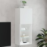 vidaXL Comodă TV cu lumini LED, alb, 40,5x30x102 cm vidaXL Comodă TV cu lumini LED, alb, 40,5x30x102 cm