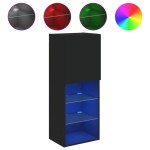 vidaXL Comodă TV cu lumini LED, negru, 40,5x30x102 cm