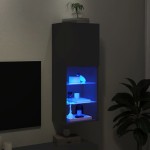 vidaXL Comodă TV cu lumini LED, negru, 40,5x30x102 cm