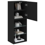 vidaXL Comodă TV cu lumini LED, negru, 40,5x30x102 cm