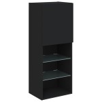 vidaXL Comodă TV cu lumini LED, negru, 40,5x30x102 cm