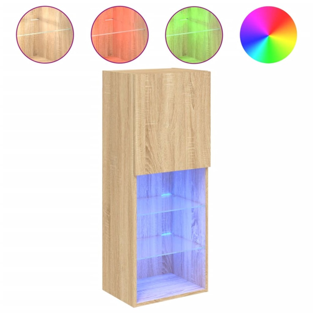 vidaXL Comodă TV cu lumini LED, stejar sonoma, 40,5x30x102 cm