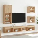 vidaXL Comodă TV cu lumini LED, stejar sonoma, 40,5x30x102 cm vidaXL Comodă TV cu lumini LED, stejar sonoma, 40,5x30x102 cm