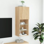 vidaXL Comodă TV cu lumini LED, stejar sonoma, 40,5x30x102 cm vidaXL Comodă TV cu lumini LED, stejar sonoma, 40,5x30x102 cm